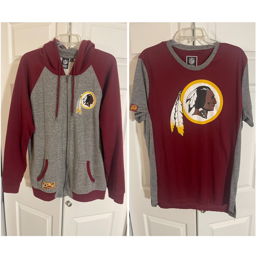 Pre-Owned Men’s Large NFL Team Hoodie and T-Shirt Set Washington Redskins
